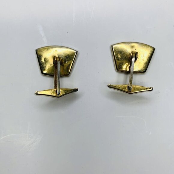 Vintage Unisex amascene Cufflinks Geometric Mod Diamond & Triangle Shapes Spain - Picture 5 of 9